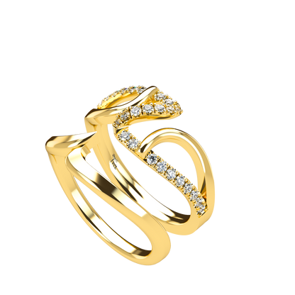 Jessica interlocking engagement ring set with diamond pavé 18Kt gold