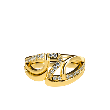 Jessica interlocking engagement ring set with diamond pavé 18Kt gold