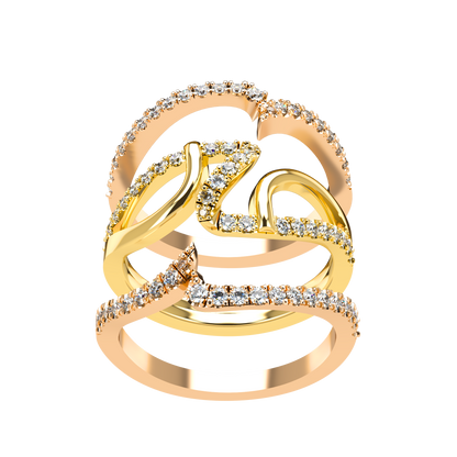 Jessica interlocking engagement ring set with diamond pavé 18Kt gold