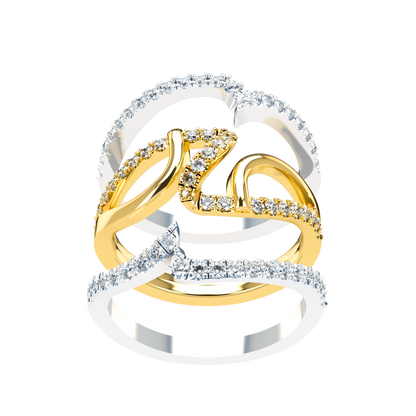 Jessica interlocking engagement ring set with diamond pavé 18Kt gold