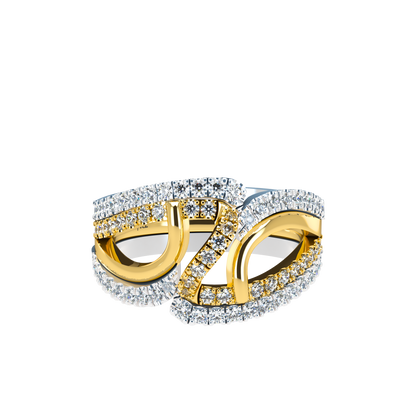 Jessica interlocking engagement ring set with diamond pavé 18Kt gold