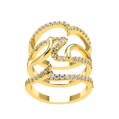 Jessica interlocking engagement ring set with diamond pavé 18Kt gold