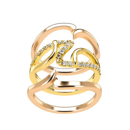 Jessica interlocking engagement ring set with diamond pavé 18Kt gold