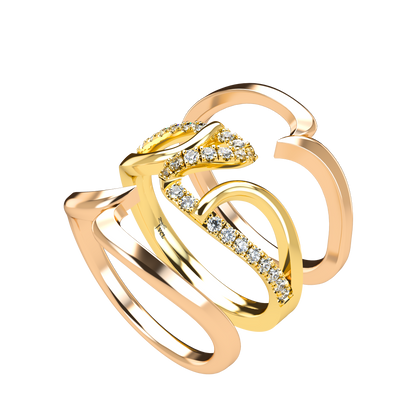 Jessica interlocking engagement ring set with diamond pavé 18Kt gold