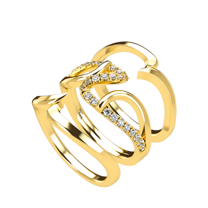 Jessica interlocking engagement ring set with diamond pavé 18Kt gold