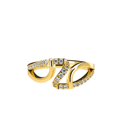 Jessica interlocking engagement ring set with diamond pavé 18Kt gold